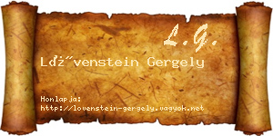 Lövenstein Gergely névjegykártya
